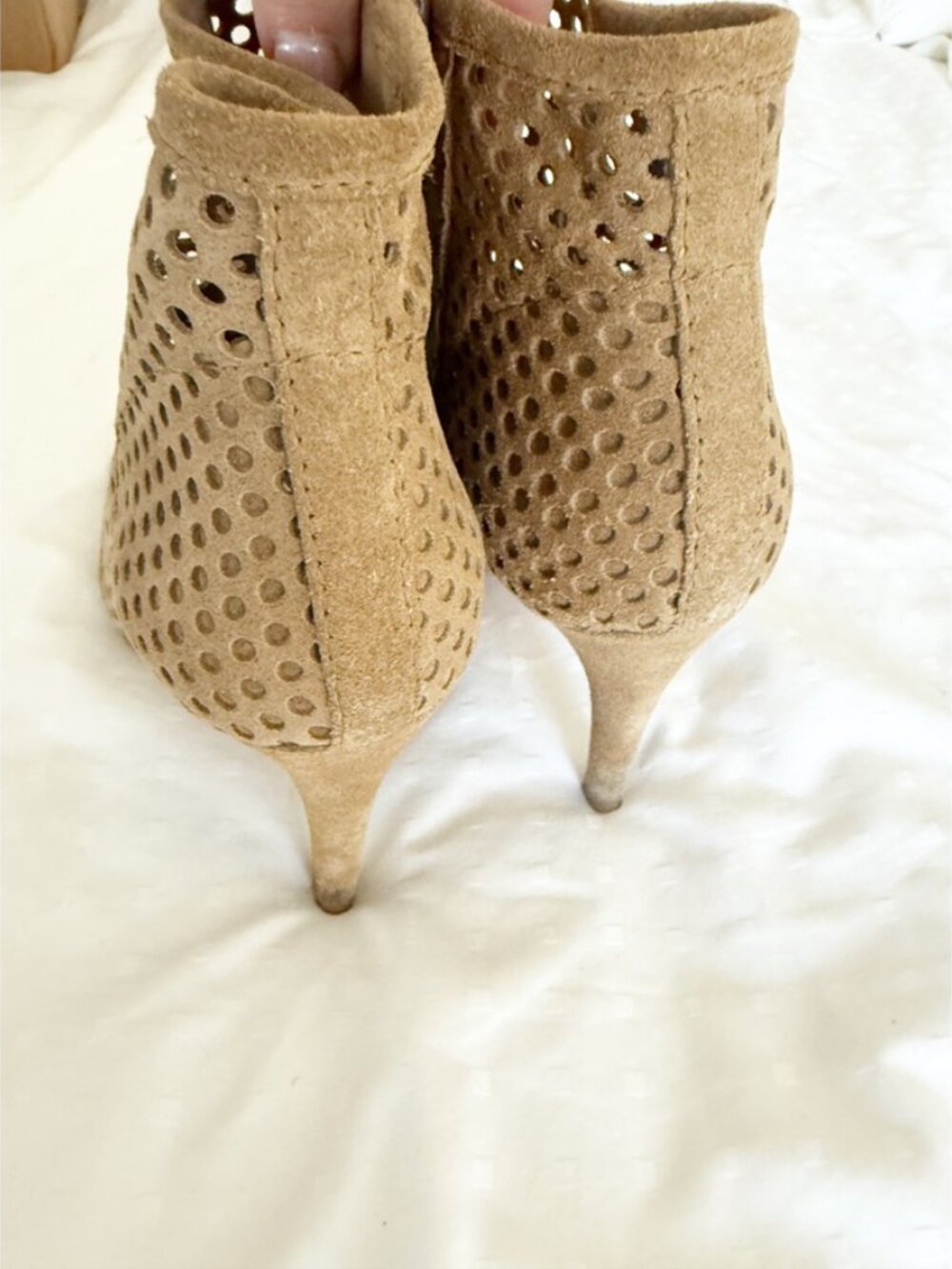Pedro Garcia Sylvana Suede Peep Toe Boots tan 39/9 - Picture 8 of 11